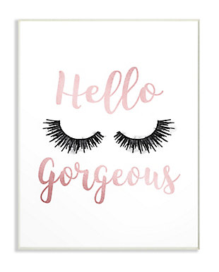Stupell Industries Hello Gorgeous Black Eyelashes Typography,10 X 15, Wood Wall Art, , rollover
