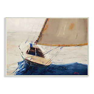 Stupell Industries Ocean Sailboat Soaring Impressionist Abstract Yellow Blue Beach Painting,10 X 15, Wood Wall Art, , large