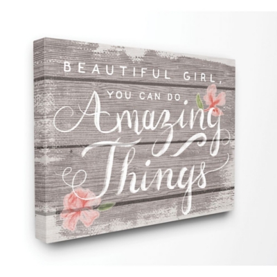 Stupell Industries Beautiful Girl Inspirational Kids Flower Word Design 30 X 40 Canvas Wall Art Ashley Furniture Homestore