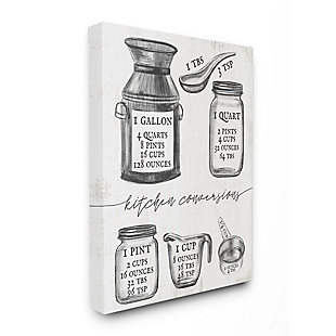 Stupell Industries Kitchen Conversion Chart Neutral Gray Word Drawing Design,16 X 20, Canvas Wall Art, , large