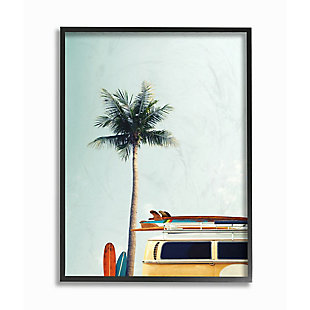 Stupell Industries Surf Bus Yellow With Palm Tree Photography,11 X 14, Framed Wall Art, , large