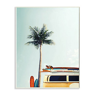 Stupell Industries Surf Bus Yellow With Palm Tree Photography,10 X 15, Wood Wall Art, , large