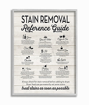 Stupell Industries Stain Removal Reference Guide Typography Gray Farmhouse Rustic,11 X 14, Framed Wall Art, , large