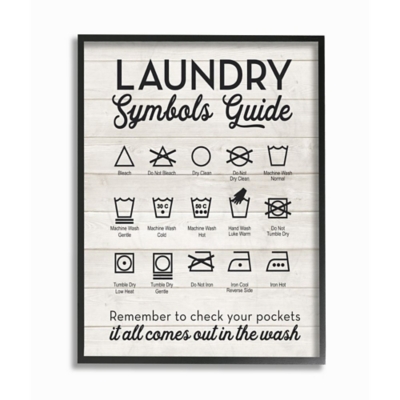 Stupell Industries Laundry Symbols Guide Typography,11 X 14,  Framed Wall Art, , large