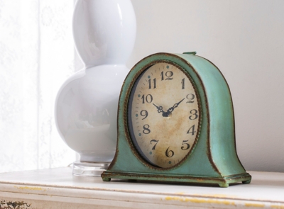 Storied Home Mantel Clock With Aqua Finish