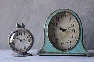 Grey Pewter Mantel Clock With Birds, , rollover