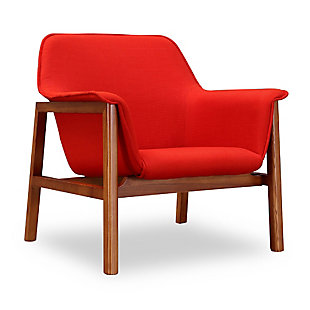 Manhattan Comfort Miller Accent Chair, Burnt Orange/Walnut, large