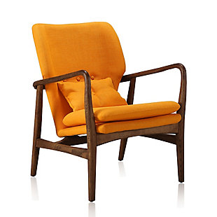 Manhattan Comfort Bradley Accent Chair, Yellow/Walnut, large