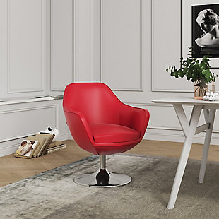 Manhattan Comfort Caisson Accent Chair, Red/Polished Chrome, rollover