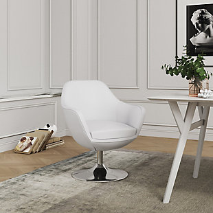 Manhattan Comfort Caisson Accent Chair, White/Polished Chrome, rollover