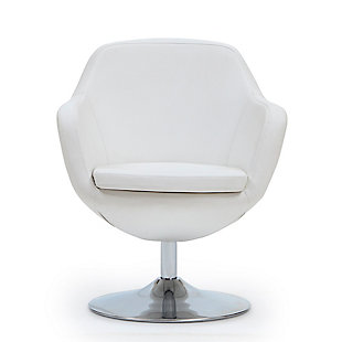 Manhattan Comfort Caisson Accent Chair, White/Polished Chrome, large