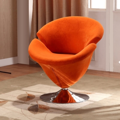 Manhattan Comfort Tulip Accent Chair, Orange/Polished Chrome