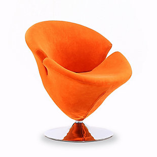 Manhattan Comfort Tulip Accent Chair, Orange/Polished Chrome, large
