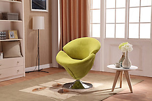 Manhattan Comfort Tulip Accent Chair, Green/Polished Chrome, rollover