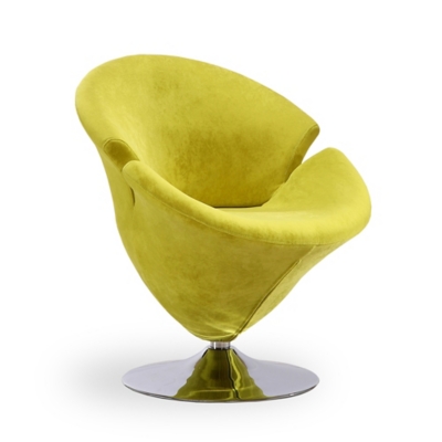 Manhattan Comfort Tulip Accent Chair, Green/Polished Chrome, large