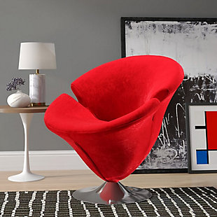 Manhattan Comfort Tulip Accent Chair, Red/Polished Chrome, rollover