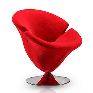 Manhattan Comfort Tulip Accent Chair, Red/Polished Chrome, large