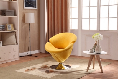 Manhattan Comfort Tulip Accent Chair, Yellow/Polished Chrome, rollover