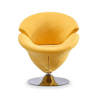 Manhattan Comfort Tulip Accent Chair, Yellow/Polished Chrome, large