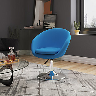 Manhattan Comfort Hopper Chair, Blue/Polished Chrome, rollover