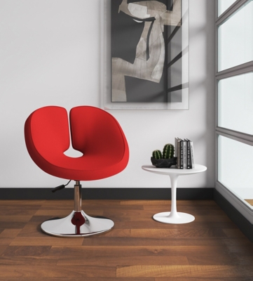 Manhattan Comfort Perch Chair, Red/Polished Chrome, rollover