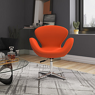 Manhattan Comfort Raspberry Chair, Orange/Polished Chrome, rollover