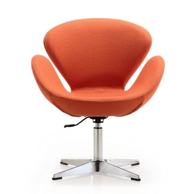 Manhattan Comfort Raspberry Chair, Orange/Polished Chrome, large