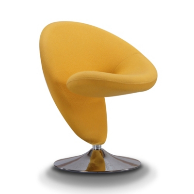 Manhattan Comfort Curl Accent Chair, Yellow/Polished Chrome, large