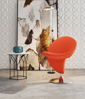 Manhattan Comfort Curl Accent Chair, Orange/Polished Chrome, rollover
