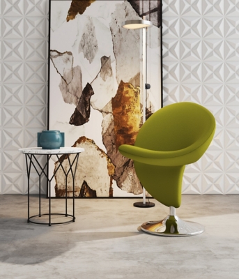 Manhattan Comfort Curl Accent Chair, Green/Polished Chrome, rollover