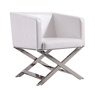 Manhattan Comfort Hollywood Lounge Accent Chair, White/Polished Chrome, large