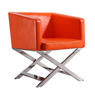 Manhattan Comfort Hollywood Lounge Accent Chair, Orange/Polished Chrome, large