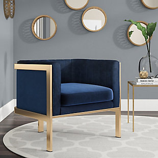 Manhattan Comfort Paramount Accent Armchair, Royal Blue/Polished Brass, rollover
