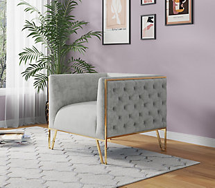 Manhattan Comfort Vector Accent Chair, Gray/Gold, rollover