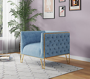 Manhattan Comfort Vector Accent Chair, Ocean Blue/Gold, rollover