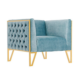 Manhattan Comfort Vector Accent Chair, Ocean Blue/Gold, large