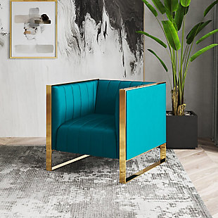 Manhattan Comfort Trillium Accent Chair, Teal/Rose Gold, rollover