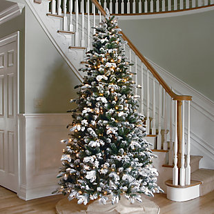 National Tree Company 6.5 ft. Snowy Everest Fir Medium Tree with Clear Lights, , rollover