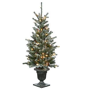 National Tree Company 4 ft. Snowy Morgan Spruce Entrance Tree with Clear Lights, , large