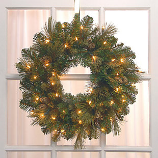 National Tree Company 24" Carolina Pine Wreath with Battery Operated LED Lights, , rollover