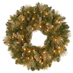 National Tree Company 24" Carolina Pine Wreath with Battery Operated LED Lights, , large