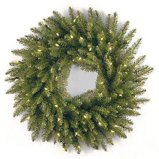 National Tree Company 24" Dunhill Fir Wreath with Clear Lights, , large