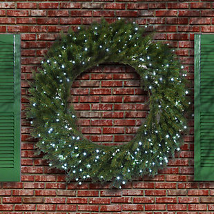 National Tree Company 48" Memory-Shape Norwood Fir Wreath with White LED Lights, , rollover