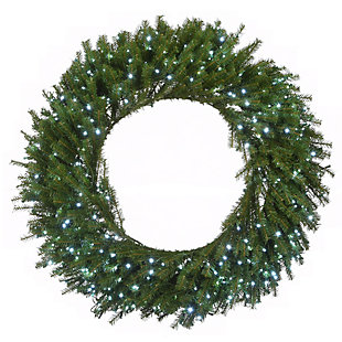 National Tree Company 48" Memory-Shape Norwood Fir Wreath with White LED Lights, , large