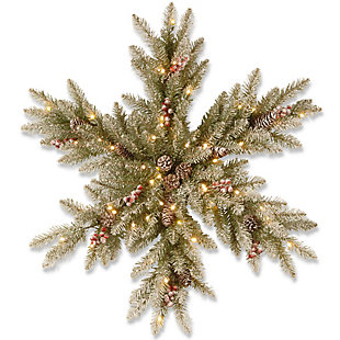 32 in. Snowy Dunhill Fir Snowflake with Battery Operated Warm White LED Lights, , large