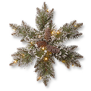 National Tree Company 18" Glittery Bristle Pine Snowflake with Battery Operated Warm White LED Lights, , large