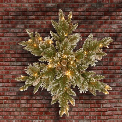 National Tree Company Glittery Bristle Pine Snowflake with Battery Operated Warm White LED Lights, , large