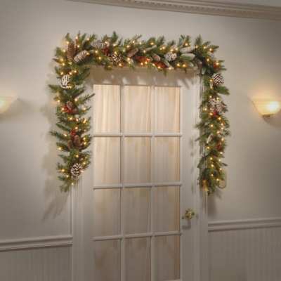 Ashley National Tree Company 60 Red Berry Garland, Frosted Green