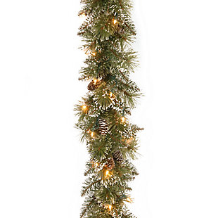 National Tree Company 6 ft. Glittery Bristle Pine Garland with Battery Operated Warm White LED Lights, , large