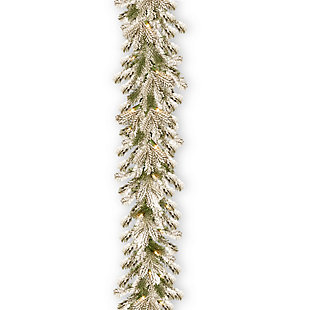 National Tree Company 9 ft. Snowy Sheffield Spruce Garland with Clear Lights, , large